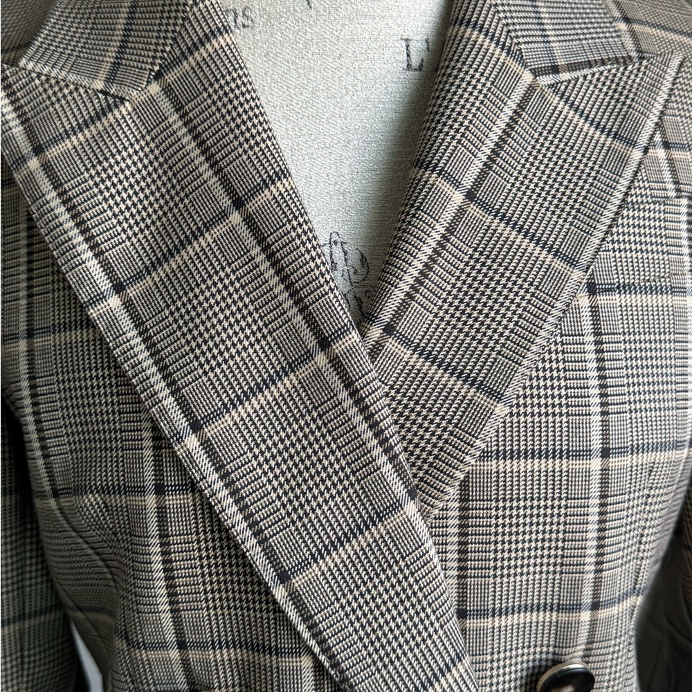 REISS Plaid Double-Breasted Blazer - Picture 2 of 7